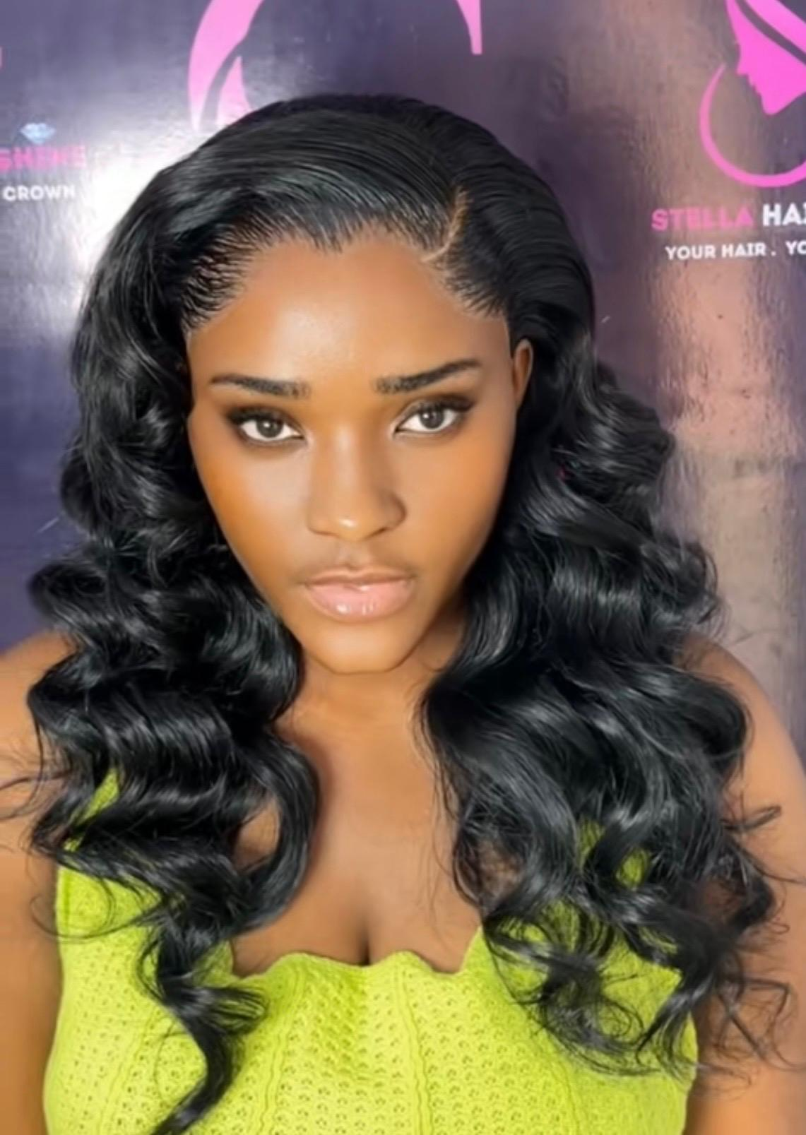 Stella Hair Shine client with a sleek frontal install