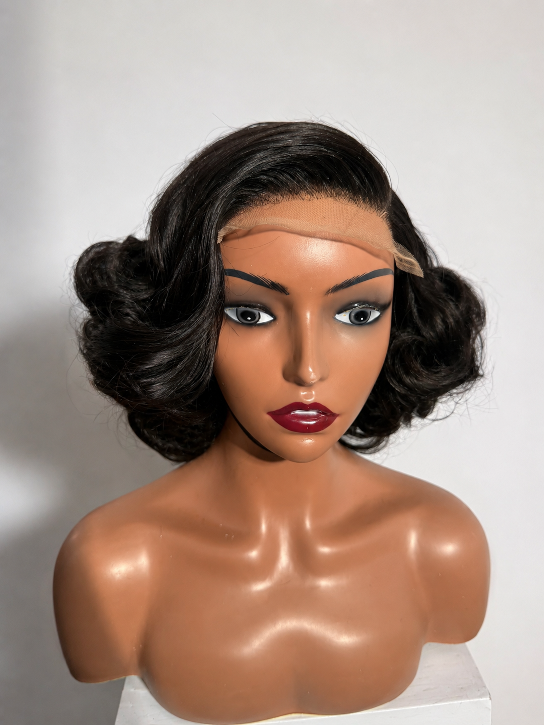 Stella Hair Shine Wig 01 — short black wavy bob lace front wig