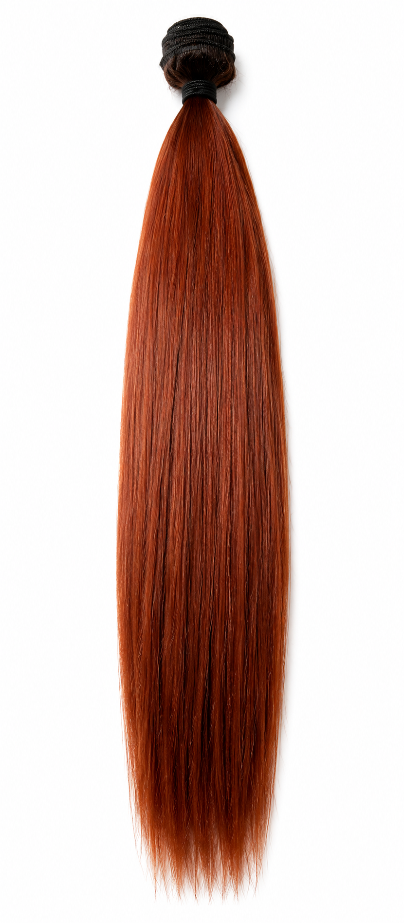 Straight copper ponytail style by Stella Hair Shine